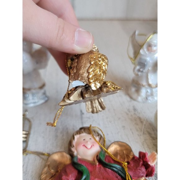 Angel horn trumpet rustic ornament Xmas set religious frame - Picture 6 of 8